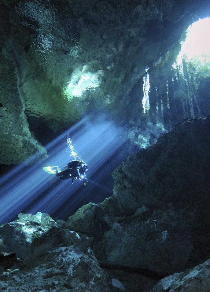 This undated image released by Animal Planet shows an image from the new series, "Underworld," where divers explore underwater caves around the world. Animal Planet is unveiling 11 new shows for the season ahead. (AP Photo/Animal Planet, Karen Doody)