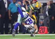 <p>Terrance Williams #83 of the Dallas Cowboys catches a pass during the third quarter against the Green Bay Packers in the NFC Divisional Playoff game at AT&T Stadium on January 15, 2017 in Arlington, Texas. (Photo by Tom Pennington/Getty Images) </p>