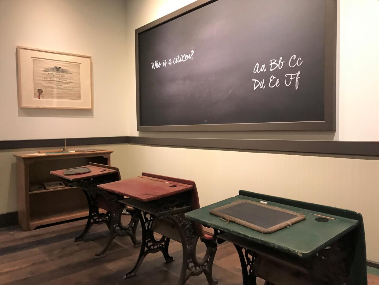 Scenes from the “Away From Home: American Indian Boarding School Stories" exhibit at the Heard Museum in Phoenix.