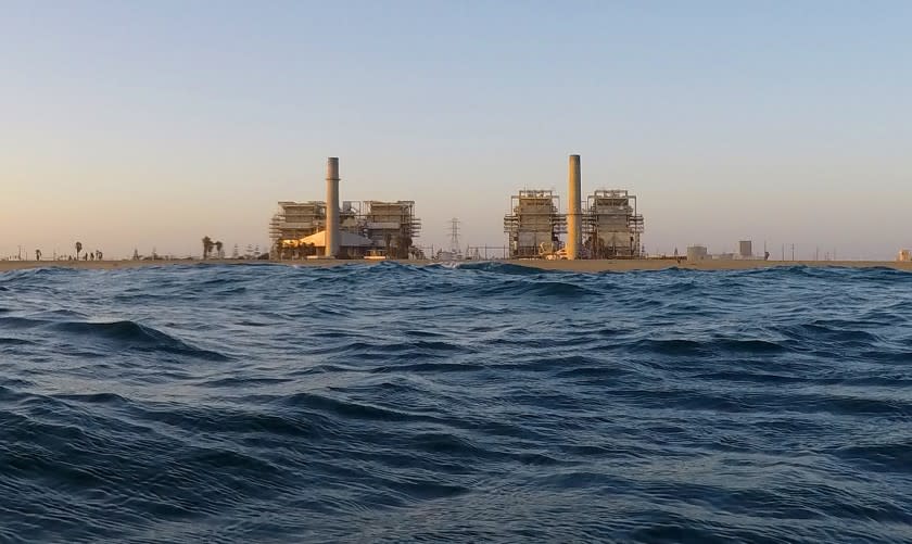 A view of the AES Huntington Beach Generating Station, where an ocean water intake pipe is located that uses a technique of once-through cooling that is harmful to marine life scheduled to be phased out by 2020. The California Coastal Commission is holding a hearing on the proposed Poseidon Huntington beach Desalination project September 7/8. Poseidon would operate next to the AES power plant and use it's ocean water intake pipe.