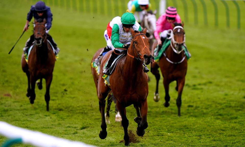 <span>Sean Levey rides Haatem to a dominant victory in the Craven Stakes at Newmarket.</span><span>Photograph: Bradley Collyer/PA</span>