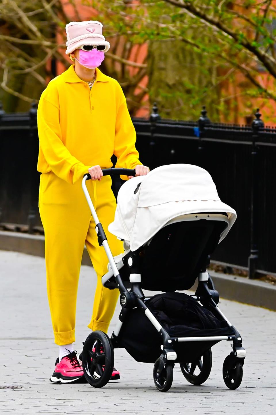 <div class="inline-image__caption"><p>"Gigi Hadid is seen walking in SoHo on April 1, 2021 in New York City."</p></div> <div class="inline-image__credit">Raymond Hall/Getty</div>