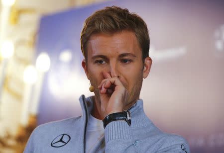 Mercedes' Formula One World Champion Nico Rosberg of Germany speaks during a news conference as he announces his retirement in Vienna, Austria December 2, 2016. REUTERS/Leonhard Foeger