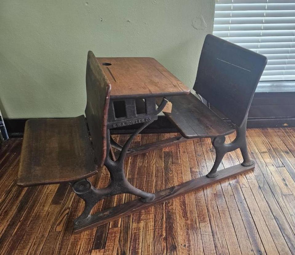 Original school house desks at David Howard’s Antique Store