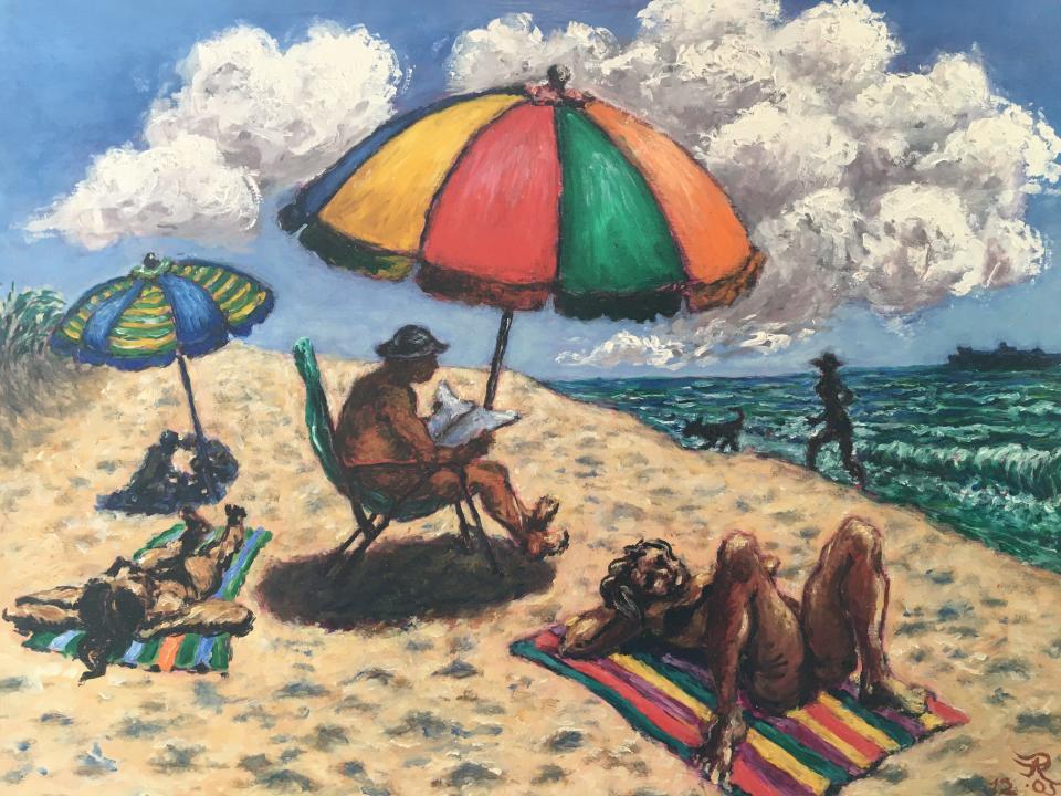 Beach Umbrella Sunbathers