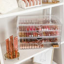 <p> Transparency is the way to &quot;glow&quot;! Peep-show drawers are the easiest way to ensure your makeup stays organized, whilst giving access to individual favorites quickly. You might even discover a brand-new cosmetics regime with such an efficient storage solution! </p> <p> &quot;Figure out what best works with your decor aesthetic,&quot; says Laura, digital creator of @laurainstaglam. &quot;Try organizing by product and mixing textures/colors. I personally love neutrals and a pop of pink.&quot; </p>