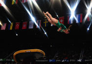 Russian gymnast Aliya Mustafina, 17, competes on the Vault during the Apparatus Final of the 42nd Artistic Gymnastics World Championships at Ahoy on October 23, 2010 in Rotterdam, Netherlands. (Jamie McDonald/Getty Images)