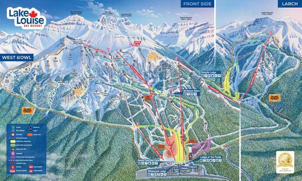 Lake Louise frontside trail map.<p>Lake Louise Ski Resort</p>