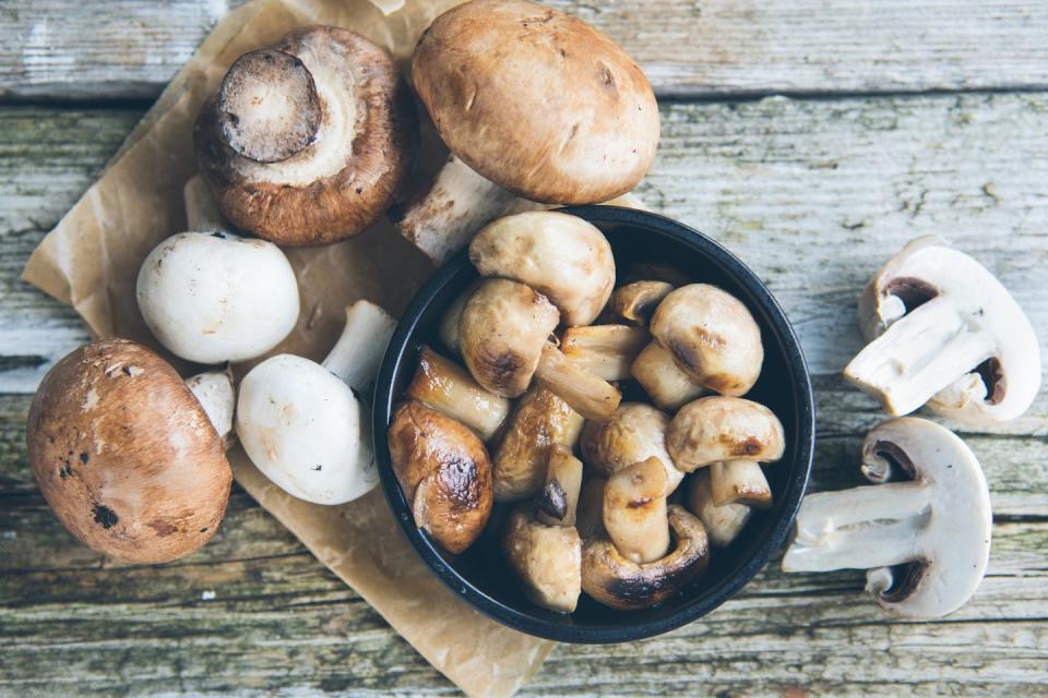 <p>Mushrooms are a wonderful source of nutrients, particularly <a href="https://www.prevention.com/food-nutrition/a20437976/foods-high-in-vitamin-d/" rel="nofollow noopener" target="_blank" data-ylk="slk:vitamin D;elm:context_link;itc:0;sec:content-canvas" class="link ">vitamin D</a>, which help maintain healthy bones. Eating ‘shrooms may also help <a href="https://www.prevention.com/health/memory/a22602794/mind-diet-foods-list/" rel="nofollow noopener" target="_blank" data-ylk="slk:keep your mind sharp;elm:context_link;itc:0;sec:content-canvas" class="link ">keep your mind sharp</a>. Whether you eat them raw or cooked, you’re scoring a healthy dose of anti-aging benefits with mushrooms.</p>