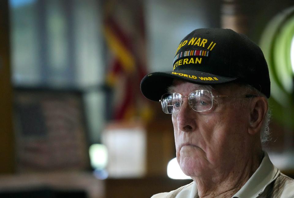 World War II veteran Arthur Hobbs, 98, of Edgewater, talks about his wartime service at the AmVets Post No. 2 in Edgewater. Hobbs will be among the veterans on stage at a Pearl Harbor Day event on Sunday at Hawks Park in Edgewater.