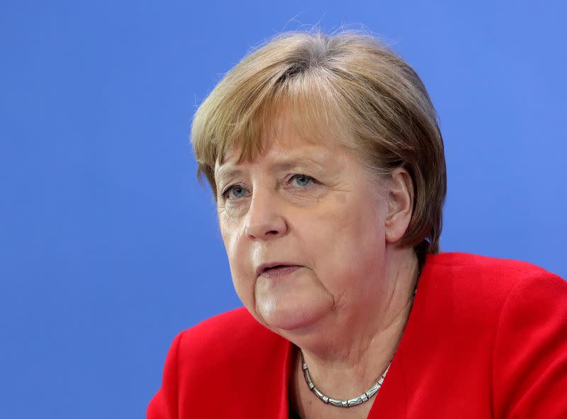 German Chancellor Merkel speaks on COVID-19 measures after meeting regional leaders