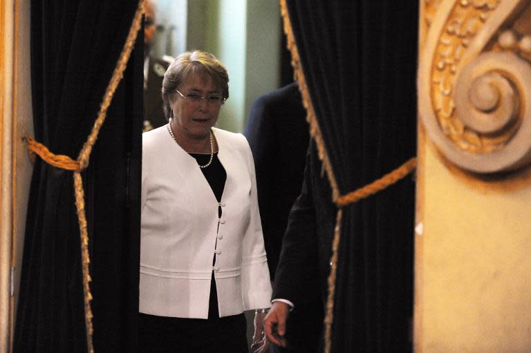 Michelle Bachelet, pictured in Guatemala City on January 30, 2015, said she will never again seek public office after her term expires in 2018, as a corruption scandal involving her son batters her popularity