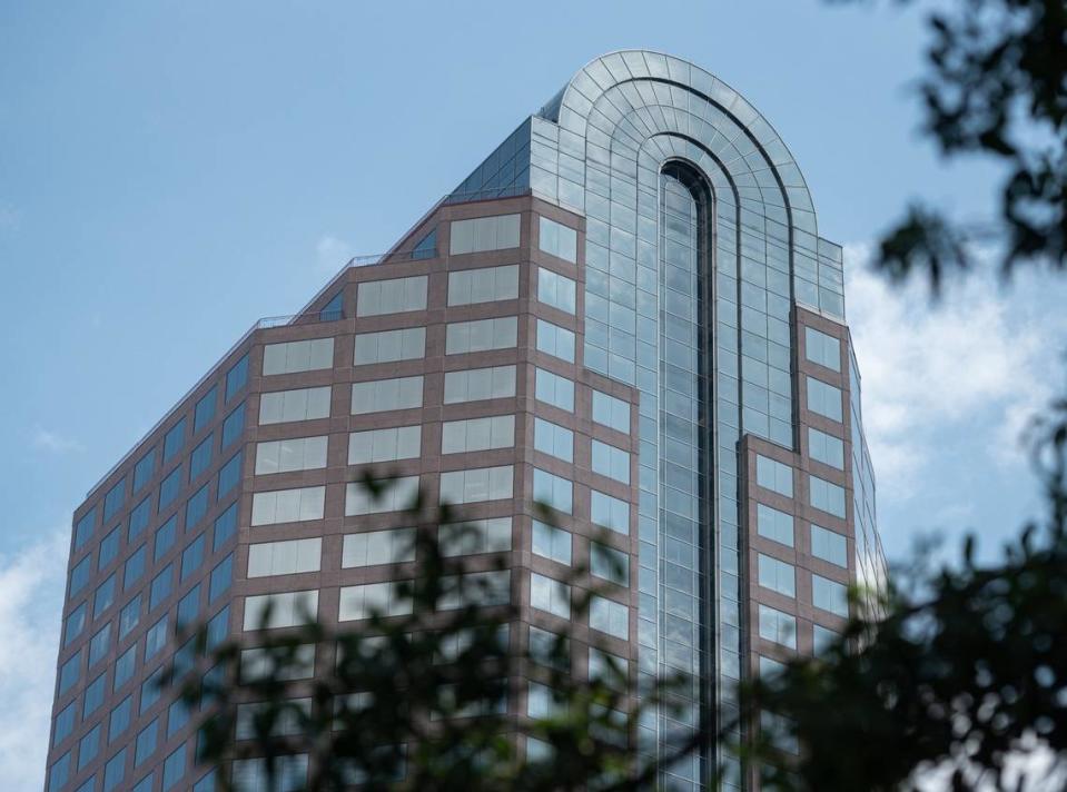 One Wells Fargo Center in uptown. Wells Fargo employees have been moving out of the building as the bank consolidates its office space.