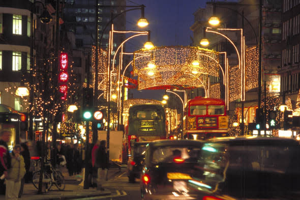 Oxford Street, Christmas Lights, West End, London, London, England.