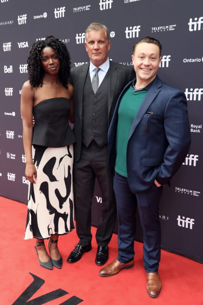 TORONTO, ONTARIO – SEPTEMBER 08: (L-R) Lorelle Lynch, Stuart Ford and Zach Garrett attend the “Woman of the Hour” premiere during the 2023 Toronto International Film Festival at Princess of Wales Theatre on September 08, 2023 in Toronto, Ontario. (Photo by Rodin Eckenroth/Getty Images)