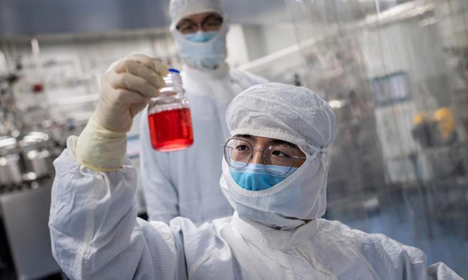 Vaccine researchers at Sinovac at work in April.