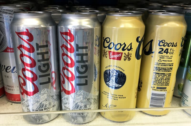 FILE PHOTO: Coors beer cans are seen for sale at a store in Manhattan, New York, U.S., April 29, 2016.