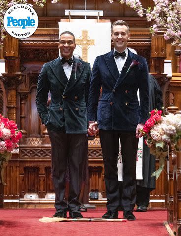 <p>TONY VALADEZ</p> Don Lemon (left) and Tim Malone at their New York City wedding on April 6