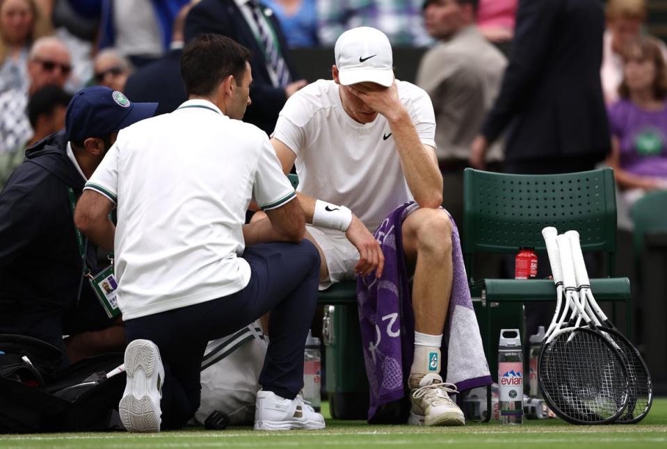 An unwell Jannik Sinner was knocked out of Wimbledon on Tuesday  (Getty Images)