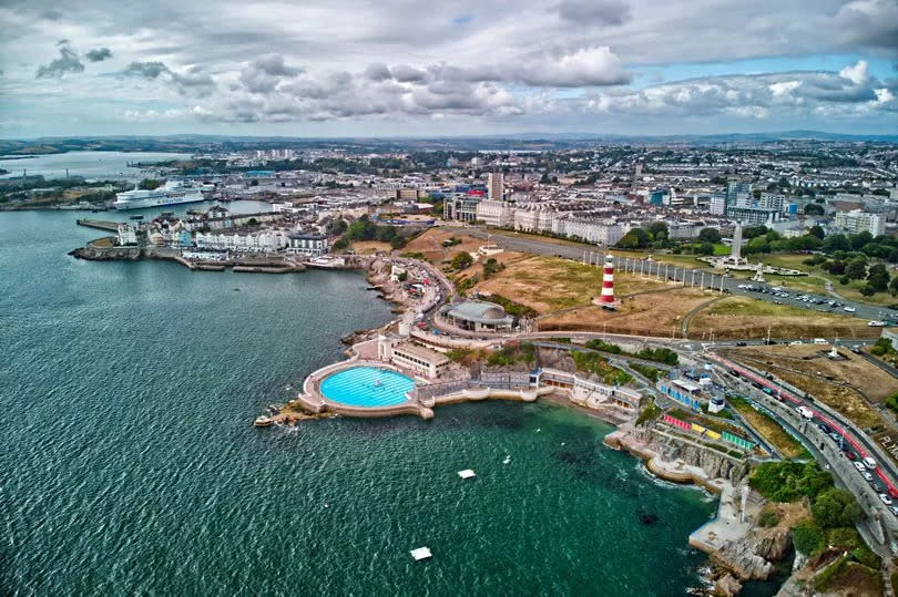 View of the ocean city of Plymouth, Devon