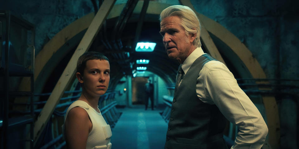 (from left to right) Millie Bobby Brown and Matthew Modine in Stranger Things - Credit: Courtesy of Netflix