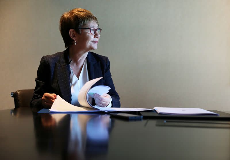 FILE PHOTO: President of the European Bank for Reconstruction and Development Odile Renaud-Basso attends an interview in Almaty