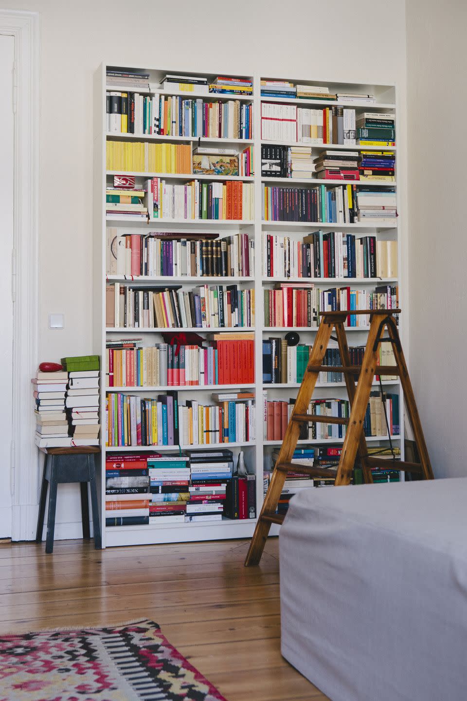 a bookshelf with books