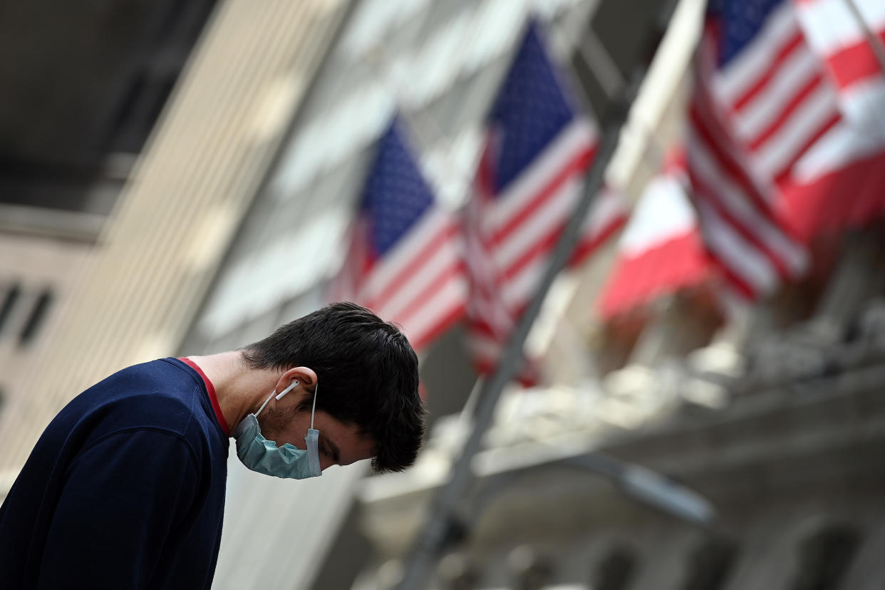 The New York Stock Market reacted with large gains for the second day in a row (as of this writing) on growing optimism regarding the track of the Coronavirus, New York, NY, April 7, 2020 (Anthony Behar/Sipa USA)