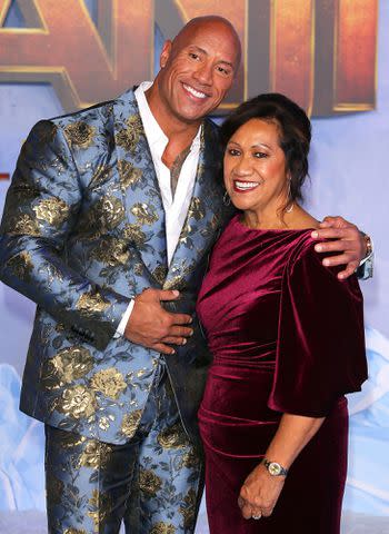 <p>JEAN-BAPTISTE LACROIX/AFP via Getty Images</p> Dwayne Johnson (left) and his mother Ata Johnson on Dec. 9, 2019