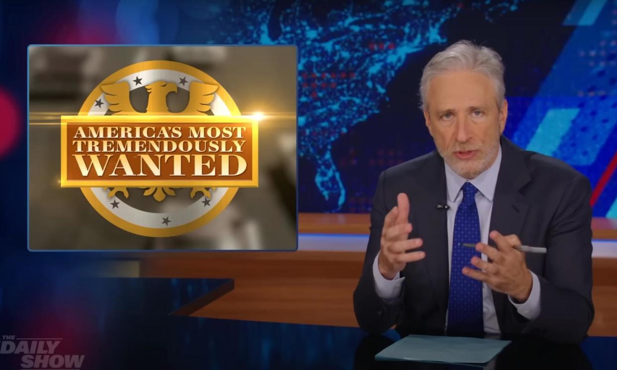 <span>Jon Stewart on the media’s coverage of Trump’s criminal trial: ‘If the media tries to make us feel like the most mundane bullshit is earth-shattering, we won’t believe you when it’s really interesting.’</span><span>Photograph: Youtube</span>