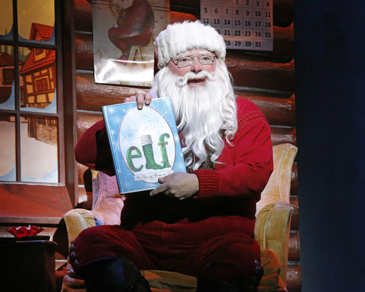 This undated publicity photo provided by The Hartman Group shows Wayne Knight as Santa in "Elf" at the Al Hirschfeld Theatre in New York. (AP Photo/The Hartman Group, Joan Marcus)