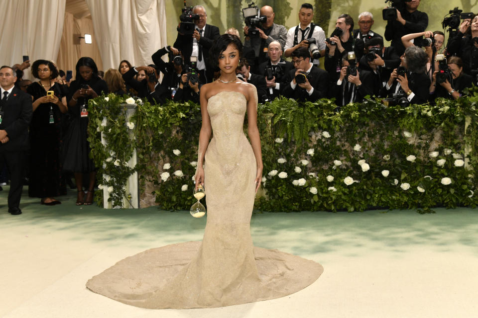 Tyla attends The Metropolitan Museum of Art's Costume Institute benefit gala celebrating the opening of the "Sleeping Beauties: Reawakening Fashion" exhibition on Monday, May 6, 2024, in New York. (Photo by Evan Agostini/Invision/AP)