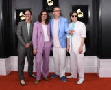 <p>Weezer attends the 61st annual Grammy Awards at Staples Center on Feb. 10, 2019, in Los Angeles. </p>