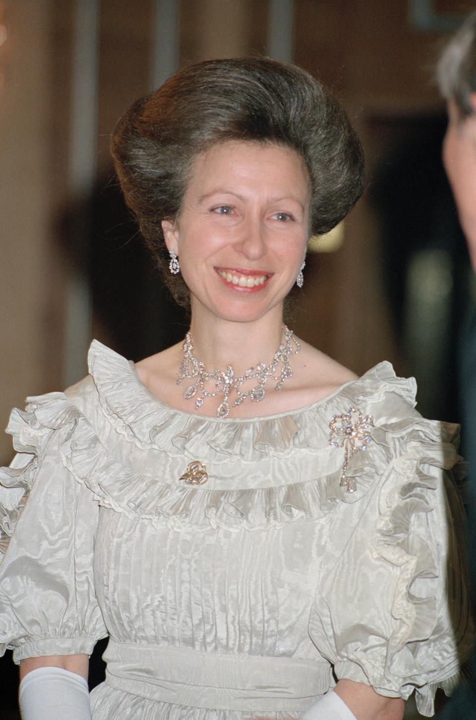 Princess Anne attends a British Clothing Council fashion show on January 23, 1992.