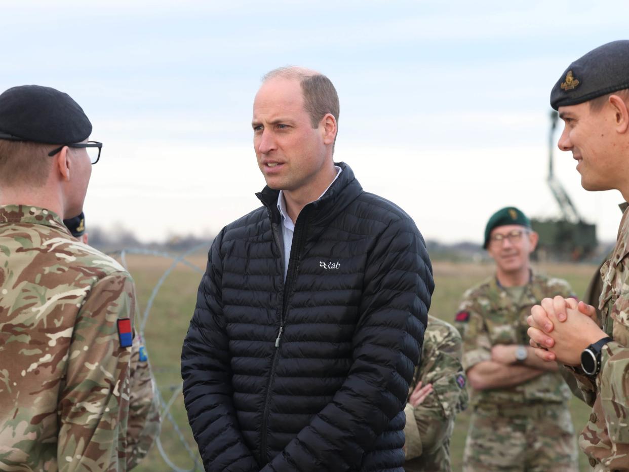 The Prince of Wales meets members of the British Armed forces in Rzeszow, Poland.