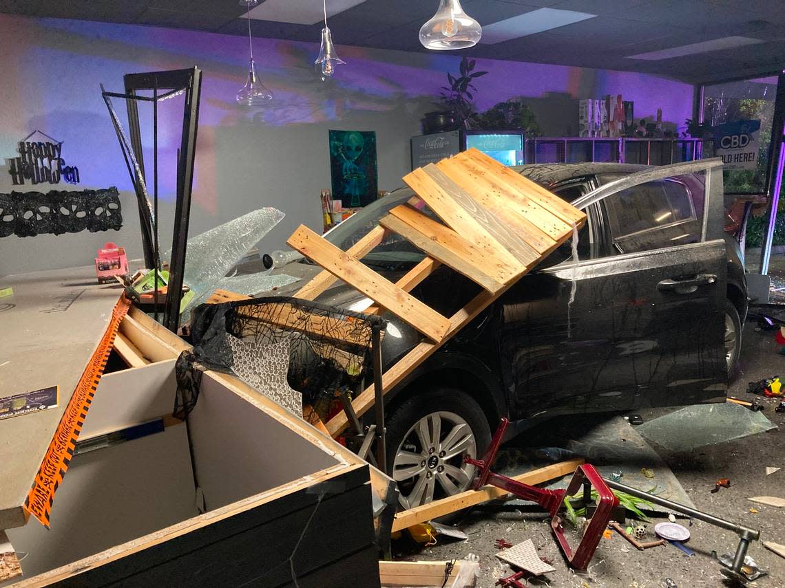 The interior of The Gallery, a Pierce County marijuana shop, which was rammed by thieves on Oct. 23. (Pierce County Sheriff’s Office)