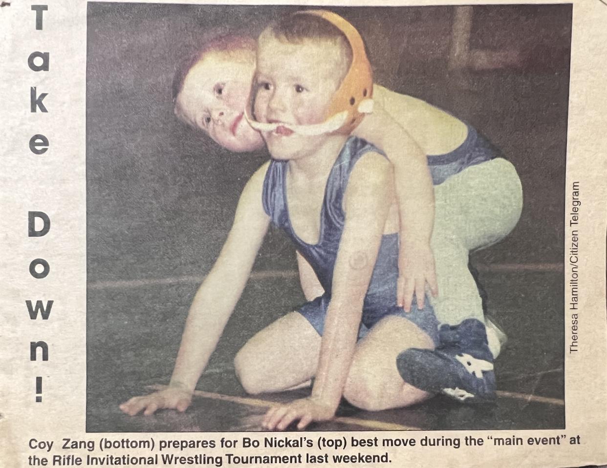 Bo NIckal (top) was on the wrestling mats before he was two days old and began seriously wrestling at four. (Courtesy Sandy Nickal)