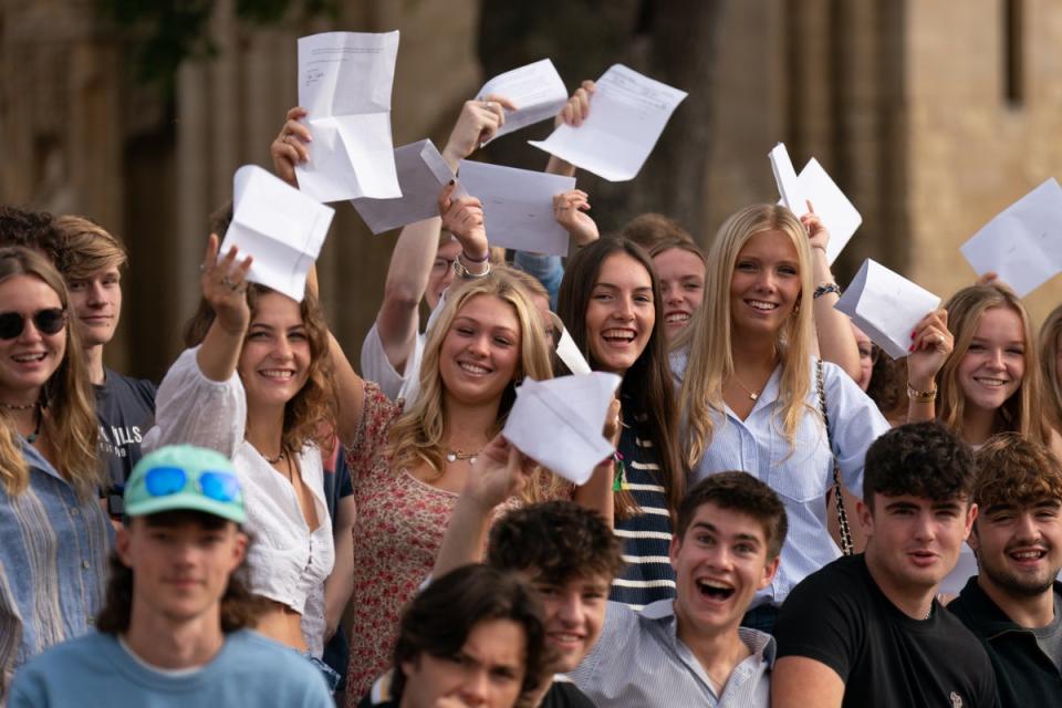 There were big celebrations at Norwich School in Norfolk (Joe Giddens/PA) (PA Wire)