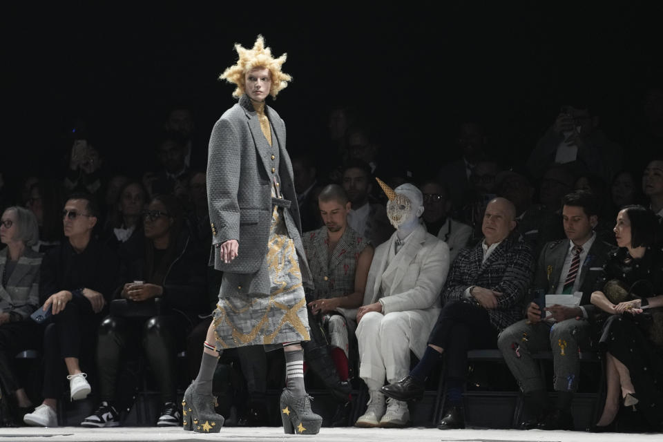 The Thom Browne collection is modeled during Fashion Week, Tuesday, Feb. 14, 2023, in New York. (AP Photo/Mary Altaffer)