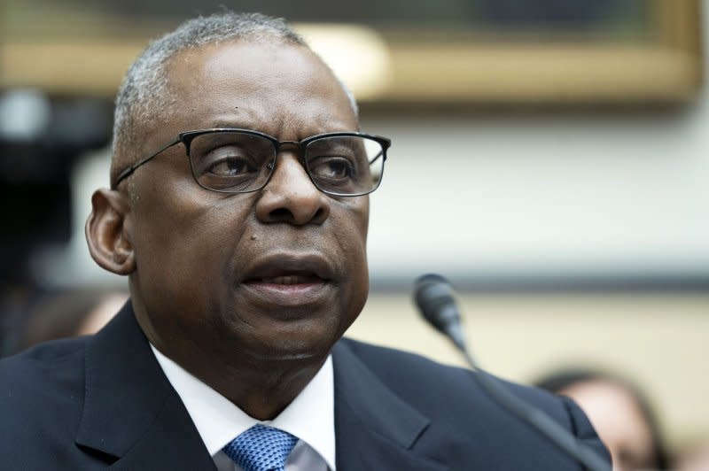 Secretary of Defense Lloyd Austin speaks during a House Armed Services Committee hearing on his secret hospitalization at the U.S. Capitol on Thursday. Austin acknowledged to the committee he "did not handle this right" and takes full responsibility. Photo by Bonnie Cash/UPI