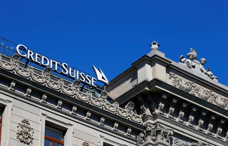 FILE PHOTO: Logo of Swiss bank Credit Suisse is seen in Zurich