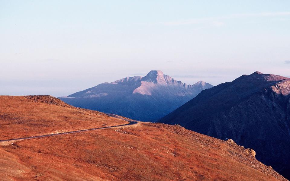 winding highway in the mountains on Trail Ridge Road, CO