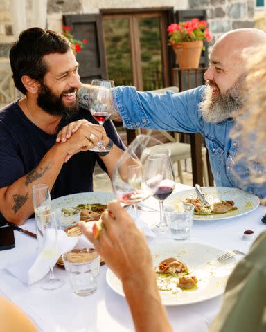 <p>Cedric Angeles</p> Davide Baroncini (left) and Evan Funke. Baroncini, the owner of a luxury fashion brand, created the itinerary for Funkeâ€™s Sicily visit