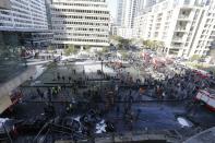 A general view of the site of an explosion in downtown Beirut December 27, 2013. Former Lebanese Minister Mohamad Chatah, who opposed Syrian President Bashar al-Assad, and four other people were killed in a massive bomb blast that targeted his car in Beirut on Friday, security sources said.s (REUTERS/Mohamed Azakir)