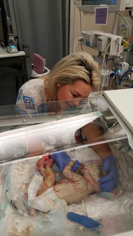 <p>Courtesy Angie Foy</p> Angie Foy and daughter Harper as a newborn