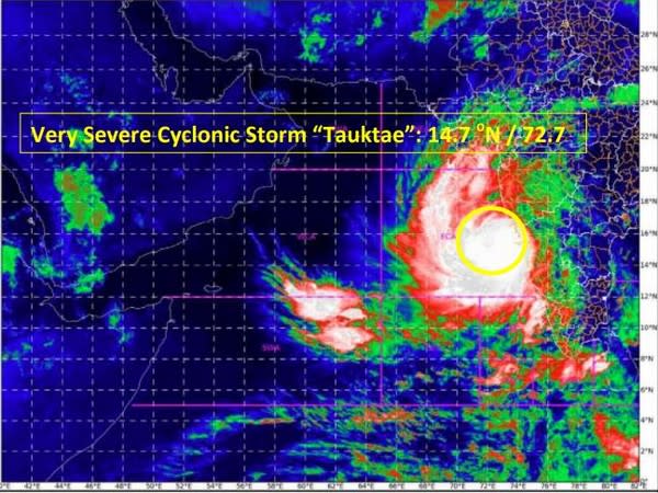 A visual representation of Cyclone Tauktae. [Photo/IMD]