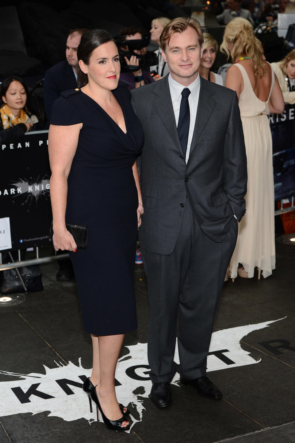 LONDON, ENGLAND - JULY 18: Director Christopher Nolan and producer Emma Thomas attend the European premiere of "The Dark Knight Rises" at Odeon Leicester Square on July 18, 2012 in London, England. (Photo by Ian Gavan/Getty Images)