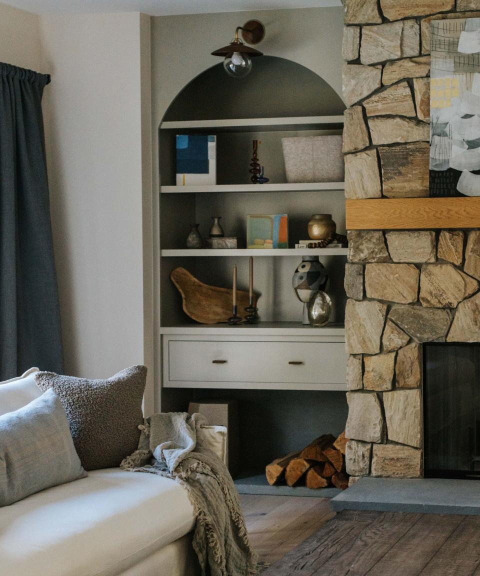 Slipcovered couch in living room