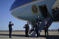 President Joe Biden boards Air Force One for a trip to San Francisco to attend the APEC summit, Tuesday, Nov. 14, 2023, in Andrews Air Force Base, Md. (AP Photo/Evan Vucci)