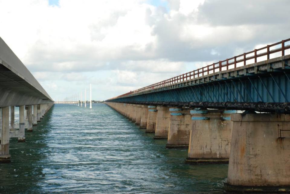 The old Seven Mile Bridge, right, next to the new one, at the time it needed millions of dollars in repairs for pedestrian safety.